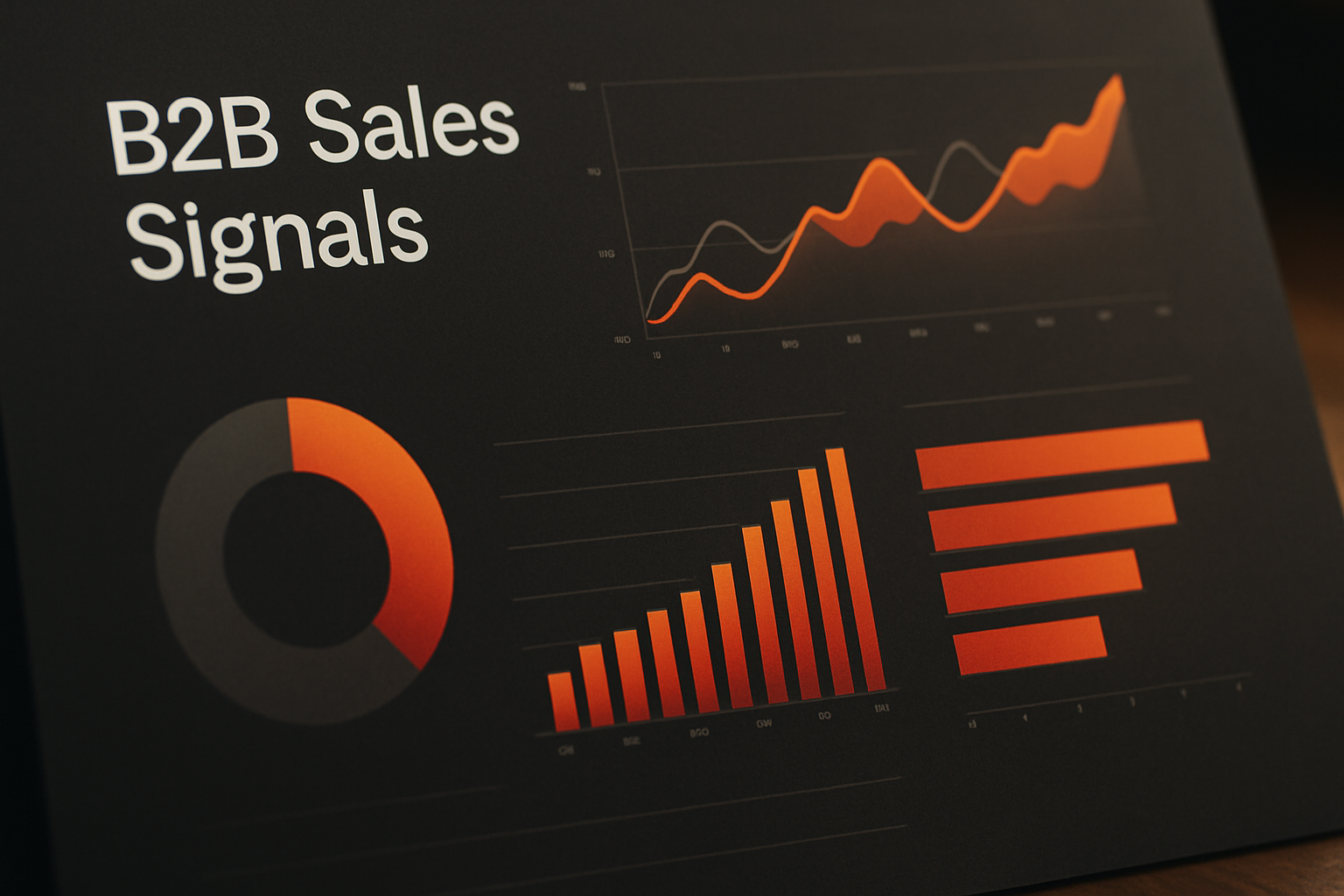 Visual representation of B2B sales signals and data analysis with commercial intelligence theme